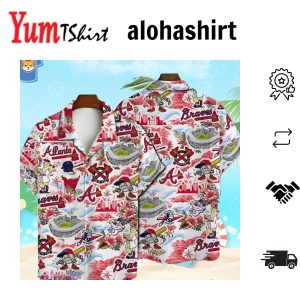 Atlanta Braves Baseball Pattern On White Background Print Hawaiian Shirt