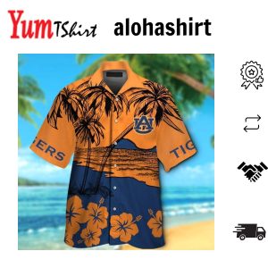 Auburn Tigers Button Up Hawaiian Short Sleeve Tropical Shirt
