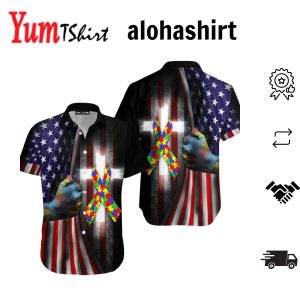 Autism Cross American Flag Hawaiian Shirt