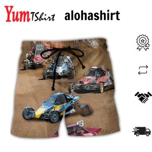 Autocross Cars Crazy Racing Aloha Hawaiian Beach Shorts