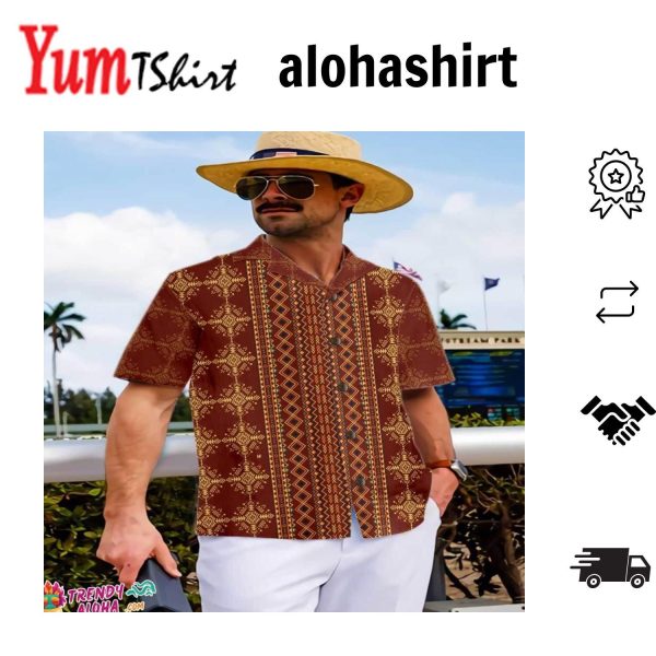 Custom Face Aztec Style Hawaii Shirt Tropical Flower Hawaiian Shirt Tropical Pineapple Flamingo Shirt For Men Birthday Hawaiian Set Gift