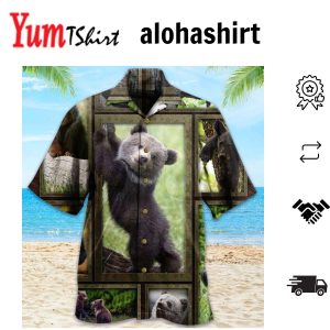 Baby Bear 3D Pictures Green Brown Hawaiian Shirt 3D Summer Gifts