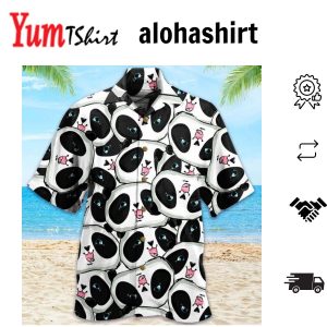 Baby Panda Black Tropical Leaves Hawaiian Shirt
