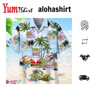 Baby Shark’s Surfboard Adventures on Summer Hawaiian Shirt