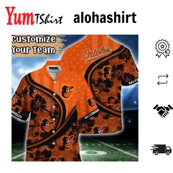 Baltimore Orioles Short Sleeve Hawaiian Shirt Tropical Button Up