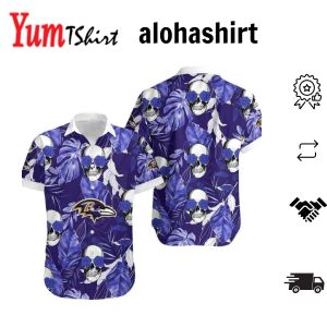 Baltimore Ravens Coconut Leaves And Skulls Hawaii Shirt And Shorts