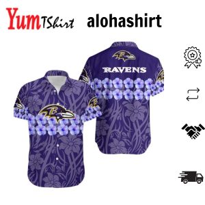 Baltimore Ravens Flower And Logo Hawaii Shirt And Shorts Summer Collection Aloha