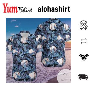 Baseball Coach Design in Vivid Blue Hawaiian Shirt Perfect Wear