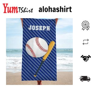 Baseball Monogrammed Beach Towels Adults Kids Unique Summer Gift