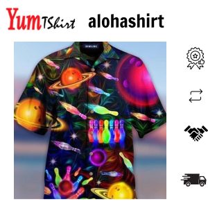 BeacShirt Get Here Bowling In Space Colorful Light Hawaiian Shirts