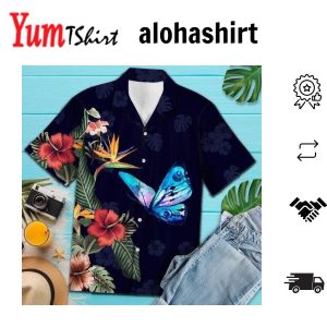 Beach Shirt High Quality Flower Butterfly Hawaiian Shirt Unisex Print Aloha Short Sleeve Casual Shirt Summer Gifts