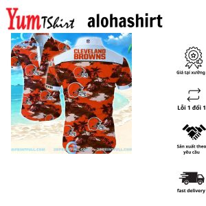 Cleveland Browns Baby Yoda Short Sleeve Button Up Tropical Hawaiian Shirt