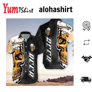 Beer Hawaii Shirt Beer Skull Cup Black White Hawaiian Shirt Beer Aloha Shirt