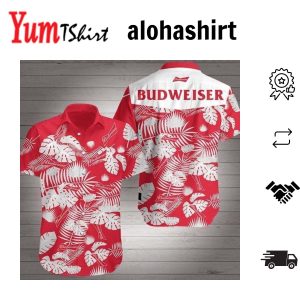 Beer Hawaii Shirt Budweiser Logo Tropical Red White Hawaiian Aloha Shirt