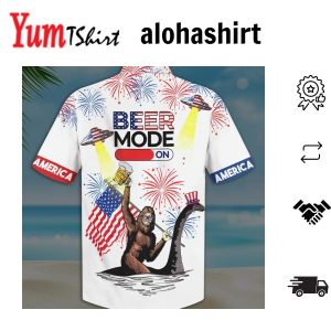 Beer Hawaiian Shirt Beer Mode On Bigfoot Loch Ness Monster Fireworks White Hawaii Aloha Shirt