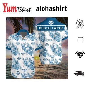 Beer Hawaiian Shirt Busch Light Hibiscus Flower Pattern Blue White Hawaii Aloha Shirt