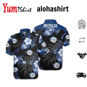 Beer Hawaiian Shirt Busch Light Hibiscus Flower Pattern Blue White Hawaii Aloha Shirt
