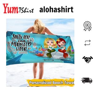 Besties Mermaid Beach Towels Personalized Sister BFF Sunny Day Gifts