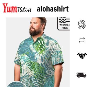 Big & Tall Hawaii Art Oil Painting Coconut Tree Free Seersucker Shirt