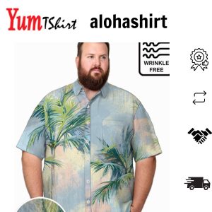 Big & Tall Hawaii Art Oil Painting Coconut Tree Free Seersucker Shirt