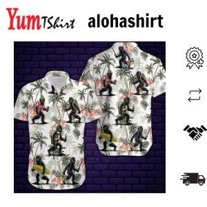 Bigfoot Aloha Shirt Bigfoot Sunny Volcano Hawaiian Shirt