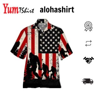 Bigfoot American Flag 4Th Of July Hawaiian Shirt Bigfoot Aloha Shirt Amazing Bigfoot Button Up Shirt