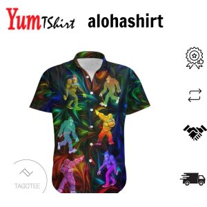 Bigfoot Dabbing Colorful Neon Unique Hawaiian Shirts