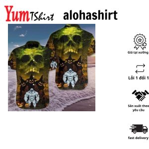 Bigfoot Skull Themed Halloween Hawaiian Shirt