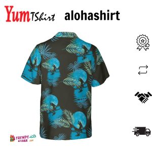 Bigfoot Tropical Blue Moon Bigfoot Hawaiian Shirt Black And Blue Moonlight Bigfoot Shirt For Men