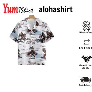 Bigfoot’s Festive Christmas Antics on Hawaiian Shirt Design