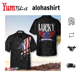 Black Bowling American Flag Pattern Hawaiian Shirt Bowling Balls Shirt Best Gift For Bowling Players