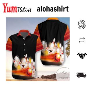 Black Burning Bowling Ball And Pin Tropical Unisex Hawaiian Shirts
