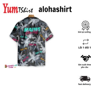 Blue Hill Beach Coconut Tree Seamless Hawaiian Shirt