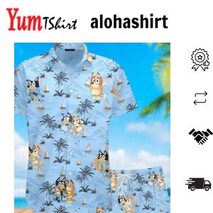 Bluey Beach Hawaiian Blue Shirt Shorts Tropical Men Collection