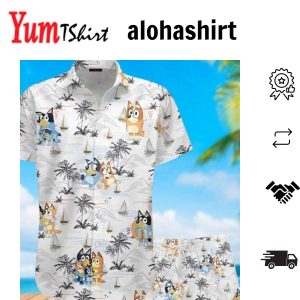 Bluey Bingo Men’s Tropical Hawaiian Shirt Shorts Beach Look