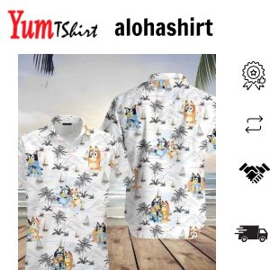 Bluey Beach Hawaiian White Shirt Shorts Sunsoaked Men Outfit