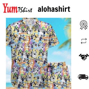 Bluey Bingo Muffin Men’s Hawaiian Shirt Shorts Islander Attire