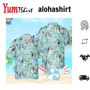 Bluey Cute Tropical Aloha Hawaiian Shirt Bluey Family Hawaiian Shirt Bluey Bingo Characters Shirt