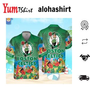 Boston Celtics Hawaiian Shirt Hibiscus Flower Pattern