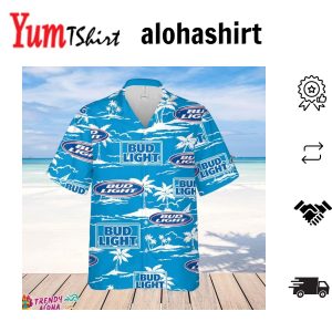 Bud Light Hawaiian Beach Pattern Shirt Hawaii Beer Shirt Bud Light Hawaiian Summer Shirt Bud Light Aloha Shirt