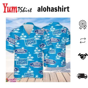 Bud Light Hawaiian Coconut Island Pattern Hawaiian Beer Lover Shirt Classic Flowers Beer Aloha Shirt