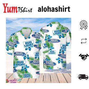 Bud Light Hawaiian Flowers Pattern Shirt Hawaiian Beer Lover Shirt Classic Flowers Beer Aloha Shirt