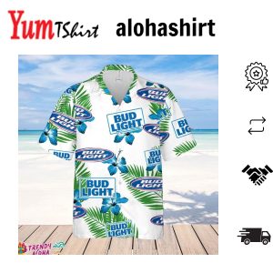 Bud Light Hawaiian Hibiscus Flower PatternTropical Beach Shirt Hawaiian Flower Shirt Hawaiian Beer Shirt