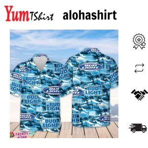 Bud Light Hawaiian Sea Island Pattern Hawaiian Shirt Summer Beer Hawaiian Shirt