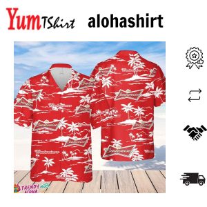Budweiser Hawaiian Beach Pattern Shirt Hawaii Beer Shirt Budweiser Hawaiian Summer Shirt Budweiser Aloha Shirt