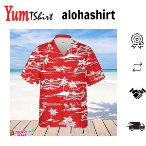 Budweiser Hawaiian Beach Pattern Shirt Hawaii Beer Shirt Budweiser Hawaiian Summer Shirt Budweiser Aloha Shirt
