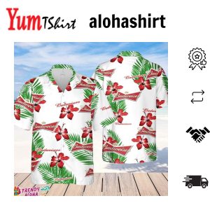 Budweiser Hawaiian Hibiscus Flower PatternTropical Beach Shirt Hawaiian Flower Shirt Hawaiian Beer Shirt