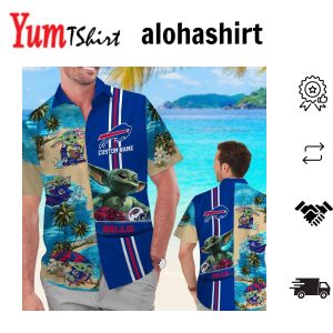 Buffalo Bills Baby Yoda Short Sleeve Button Up Tropical Hawaiian Shirt