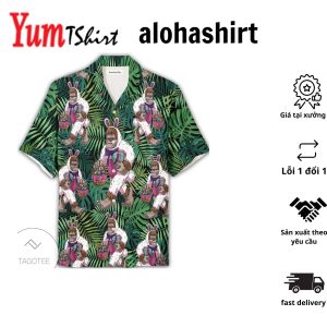 Black Bigfoot Walk On Flower Zigzag Pattern Hawaiian Shirt