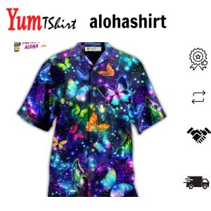 Butterfly Colorful In Dark Hawaiian Shirt